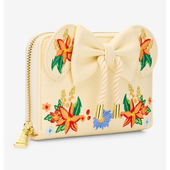 Disney Loungefly Minnie Mouse Bow Floral Embroidered Mini Backpack & Wallet Set!